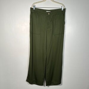 LOFT Fluid Wide-Leg Utility Pants – Olive Green Size 14